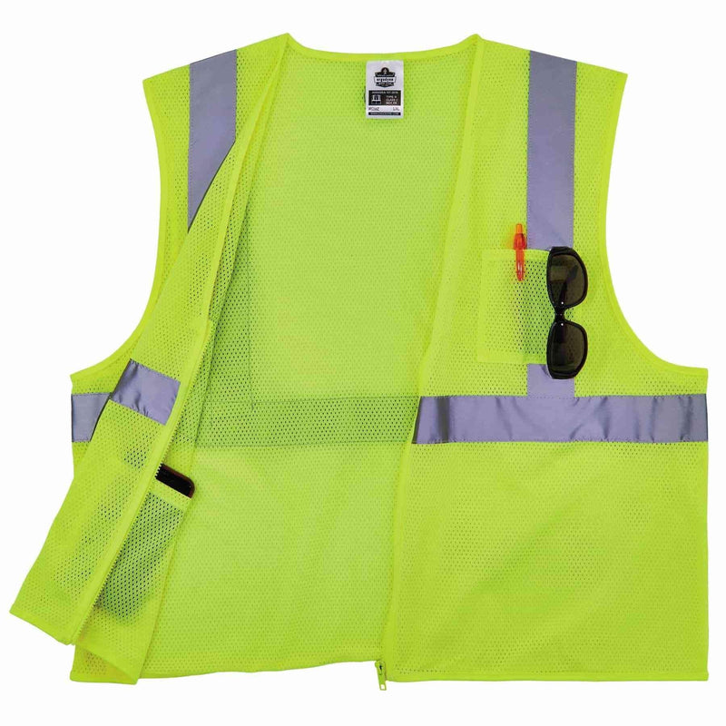 Ergodyne Unisex Glowear 8256z Self-extinguishing Hi-vis Safety Vest - Type R, Class 2, Zipper Large-X-Large Lime