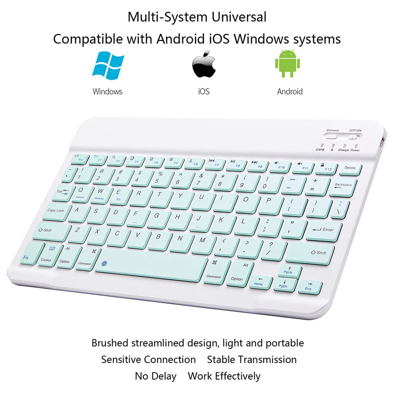 [Australia - AusPower] - Ultra-Slim Bluetooth Keyboard Portable Mini Wireless Keyboard Rechargeable for Apple iPad iPhone Samsung Tablet Phone Smartphone iOS Android Windows (10 inch Light Green) 10 inch Light Green 