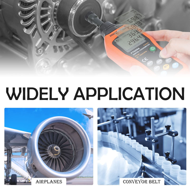 [Australia - AusPower] - PT6208A Digital Contact Tachometer, Contact Measurement Speed Tach Meter, 50-19999RPM Speed Meter, Contact Tach RPM Meter with 100 Groups Data Logging, Data Hold, Max/Min/AVG, Backlight 