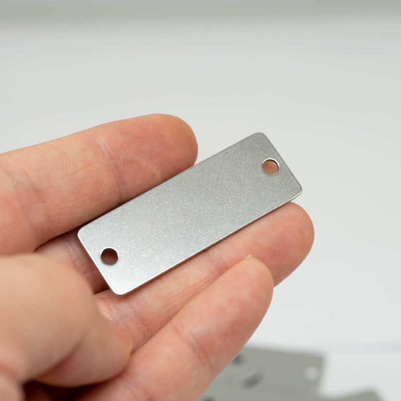 StayMax 100 Pack Stainless Steel Blank Tags Engraving Blanks Rectangle Stamping Blanks with Two Holes