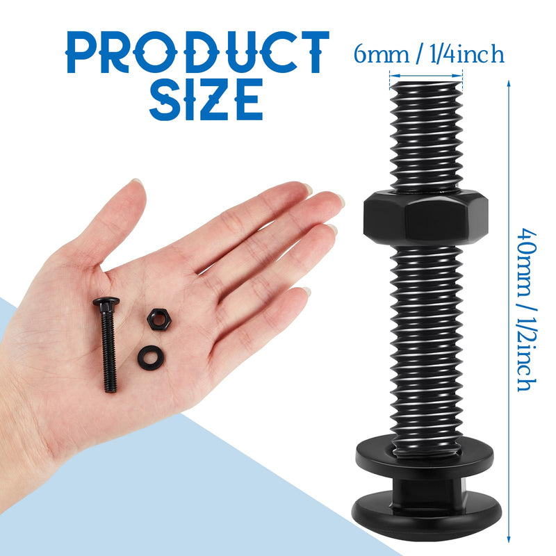 [Australia - AusPower] - Zonon Carriage Bolt Kit Galvanized Carriage Bolt Set Includes Rust Resistance Bolts Washers and Nuts for Fastening Accessories (12 Sets,Black,1/4 x 1-1/2 Inch) 1/4 x 1-1/2 Inch Black 12 