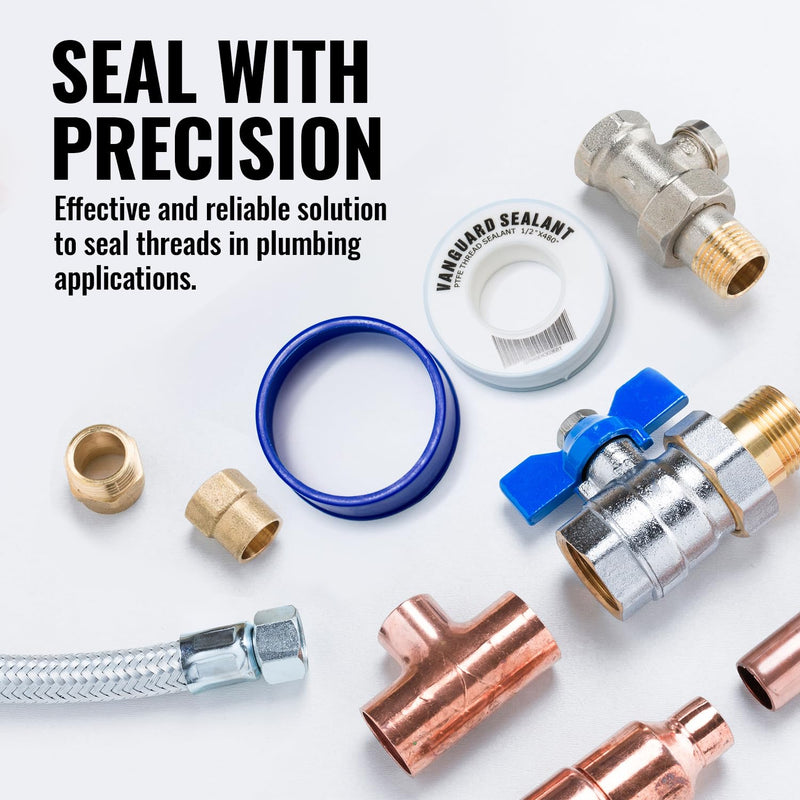 [Australia - AusPower] - PTFE Plumbers Water Sealant Thread Tape 460" Length 1/2" Width White by Vanguard Sealants Perfect for Shower Heads and Pipe Threads 3 