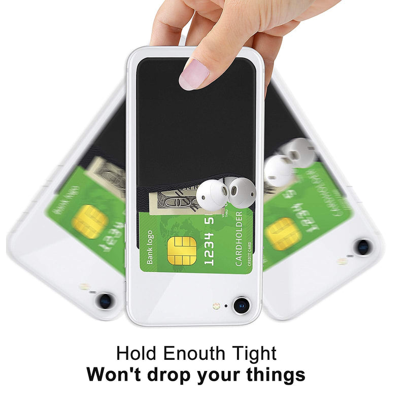 [Australia - AusPower] - Senose Phone Wallet, Card Holder for Back of Phone Stick on Phone Cases Great Storage Compatible for iPhone/Android/Samsung Galaxy Pack of 5 Black+White+Gray+Pink+Light Blue 
