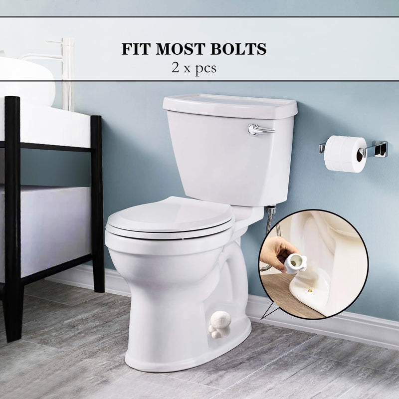 ZUNON Toilet Bolt Caps, Decorative Toilet Bolt Covers, Ceramic Cute Frog Covers Toilet Bolts Bathroom Decor Easy Installation Set of 2 (White Mushroom 2PCS) White Mushroom 2pcs
