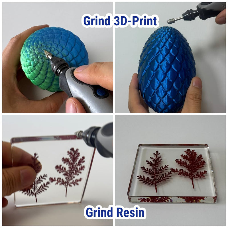 [Australia - AusPower] - 20Pcs 120-Grit Diamond Grinder Bit 1/8" Shank Compatible with Dremel Rotary Tool Attachment Accessories Grinding Burrs for Stone Glass Resin Porcelain Ceramic Quartz Glaze Steel Carve Engrave Polish 