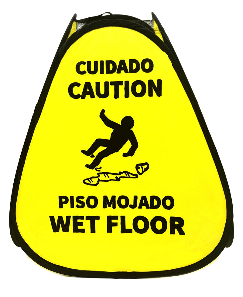 [Australia - AusPower] - Kraken Sign Co - EXTRA LARGE Pop-up Signs, Yellow 4-Sided English/Spanish Warnings, Pop-up Caution Wet Floor Sign 25 inch for Restaurant, Commercial and Industrial Safety (2 Pack) 2 Pack 