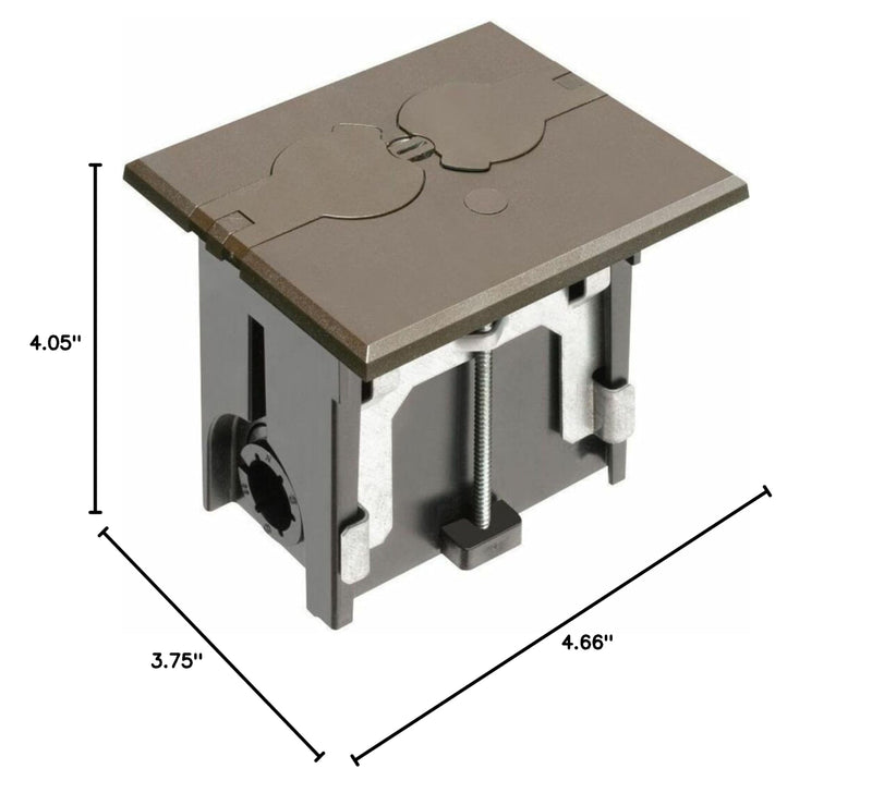Arlington FLBAF101BR-1 Adjustable Floor Box Kit with Outlet and Flip Plate, for Installed Floors, 1-Gang, Brown,plastic，1-Pack Rectangular w/ Flip Lids