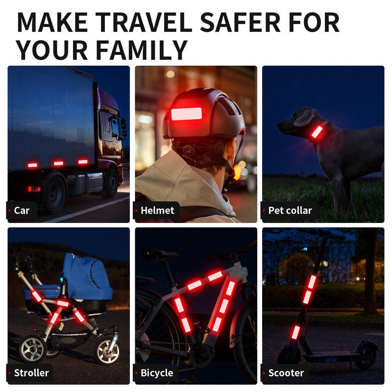 50 Pcs Super Reflection Reflective Stickers Made of 3M DG3, Red Outdoor Waterproof Safety Reflective Tape for Car/Bike/Mailbox/Helmet/Truck - Safety Stickers Red Red 50pcs