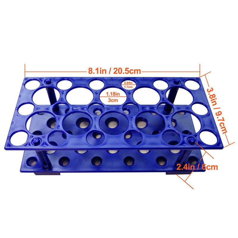 [Australia - AusPower] - Test Tube Rack, Centrifuge Tube Holder (2 Pack - Blue and Orange) for 10ml, 15ml, 50ml, Detachable Plastic Stand, 28 Well 