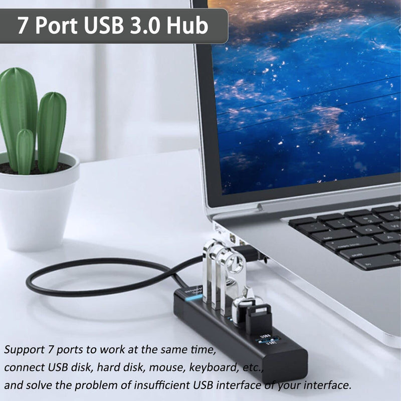 [Australia - AusPower] - USB Hub 3.0, VIENON 7-Port USB Data Hub Splitter for Laptop, PC, MacBook, Mac Pro, Mac Mini, iMac, Surface Pro and More USB Devices Expand 7 USB 