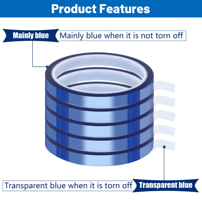 [Australia - AusPower] - 10 Rolls Heat Transfer Tape Blue Sublimation Tape, 10mm × 30m (98ft) High Temperature Resistant Tape, Heat Transfer Tape for Sublimation Press Electronic Soldering Insulation, No Residue 10 