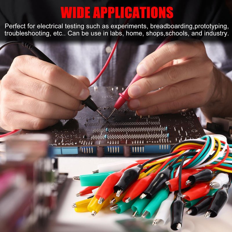 [Australia - AusPower] - Kingdder 100pcs Alligator Clips Test Leads Dual Ended Crocodile Clips Jumper Wires -22awg Pure Copper Wire, 5 Color Coded, for DIY School Experiments, Multimeter, Electronics Repair, Circuit Testing 