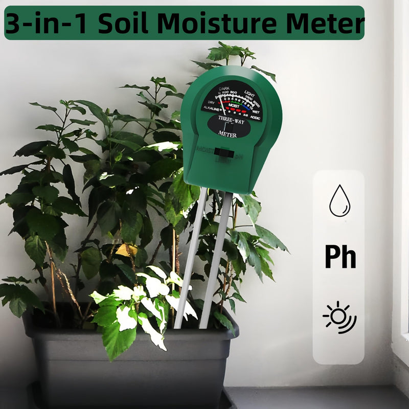 [Australia - AusPower] - 3 in 1 Plant Water Meter - Soil Moisture Meter for Indoor and Outdoor Plants - Hygrometer Sensor for Gardening and Farming - No Batteries Required 3 in 1 Soil Tester 