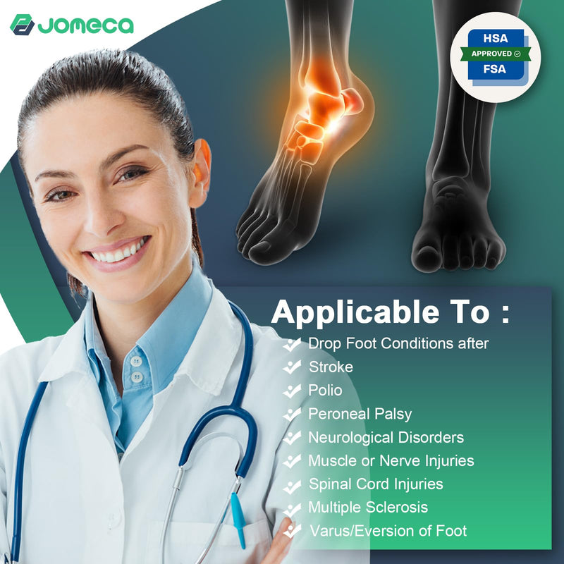 [Australia - AusPower] - Drop Foot Brace with Arch Support, Medical Grade Adjustable AFO & Foot Orthosis Brace for Walking, Relieve the Instability of Lower Limbs by MS, TBI, Stroke, Cerebral Palsy, Fracture HSA/FSA Eligible (Left, Small) Left 