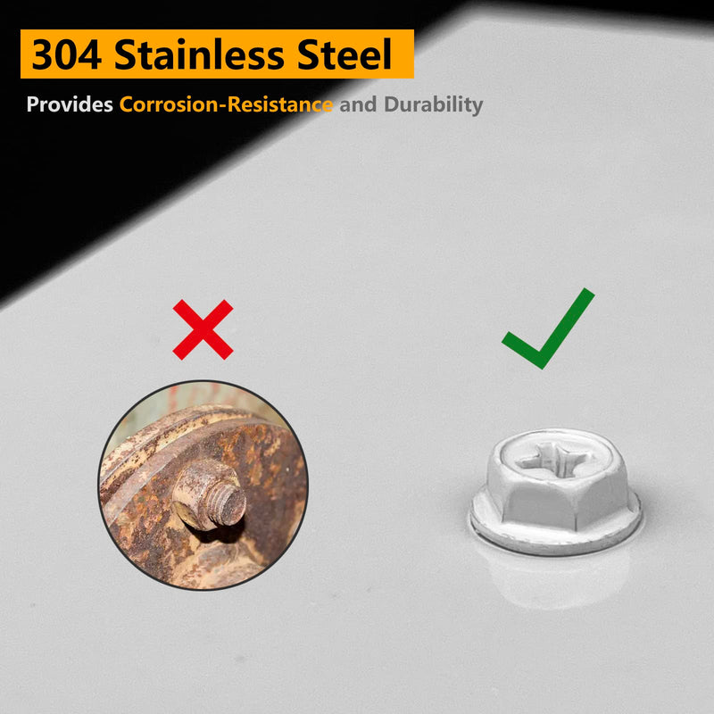 [Australia - AusPower] - White Painted Self Tapping Gutter Screws #8 x 1/2" Hex Head Downspout Sheet Metal Screws, 100 Pieces 