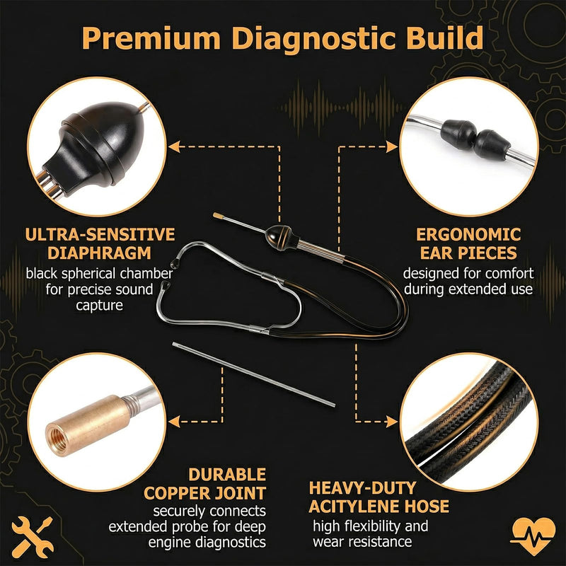 Mechanic Stethoscope, Stetoscope, Motor Stethoscope, Car Stethoscope, Machine Diagnostic Tester, Stethoscope, Mechanic Sensitive Hearing Aid, for Cars Mechanical Internal Noise Detection