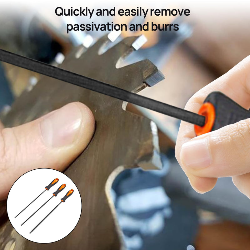 [Australia - AusPower] - Pack of 3 File for Chainsaw, Horse Round File 4 mm with Handle, Chainsaw Files, Available in 3 Sizes of 4.0 mm, 4.8 mm, 5.5 mm, Horse File Suitable for Chainsaw Sharpening 