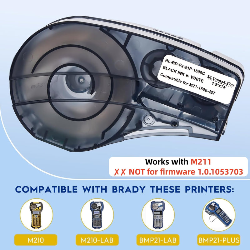 1 Pack Replacement for Brady M21-1500-427 Label Tape, Compatible with Brady M210, M210-LAB, BMP21-PLUS, BMP21-LAB, M211 Printers, Self-Laminating Wire Wrap, 1.5" W 14' L 1.5"