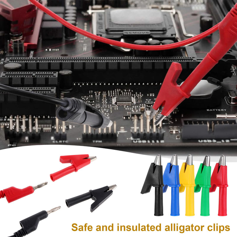 [Australia - AusPower] - 30 PCS Banana Plug Silicone Test Leads Kit, 4mm Stackable Colorful Silicone Banana Plug with Threading Probe, Connection Hose, Alligator Clips, Probe Holder, 100cm Test Probe Leads Wire Cable 
