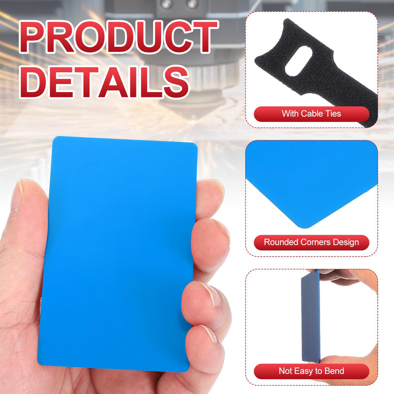 PATIKIL Metal Business Card 0.21mm Thick 3.4x2.1 Inch, 200 Pcs Anodized Aluminum Blank Laser Engraving Cards with Cable Ties for Multipurpose House Office, Navy Blue