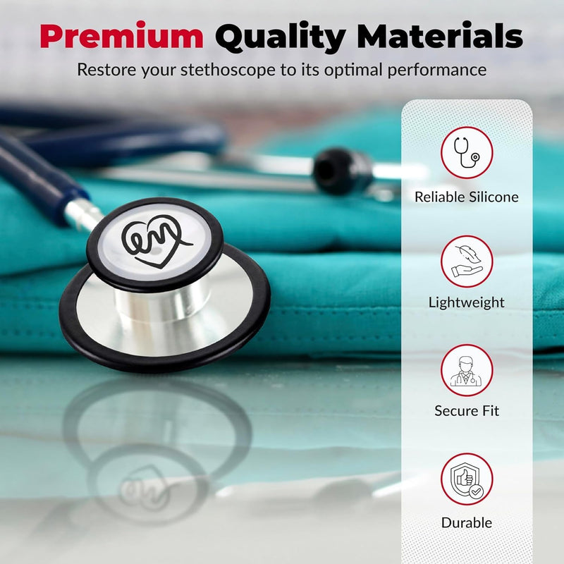 [Australia - AusPower] - Stethoscope Replacement Part Kit for Littman Stethoscope Classic 3, Cardiology 3 & Cardiology 4 - Fits Classic III, Cardiology III & IV (Black) Black 