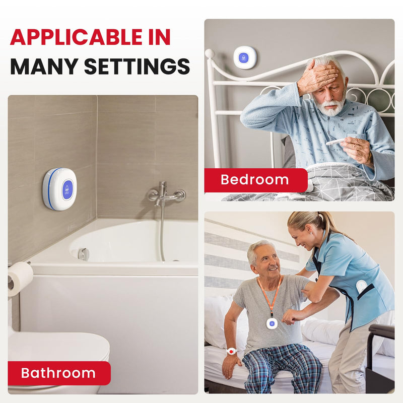 [Australia - AusPower] - CallToU Caregiver Pager Wireless Call Button for Elderly/Senior,2026 New Version Pager with Vibration & Rechargeable,Nurse Alert System for Home Care Seniors White 1+2 