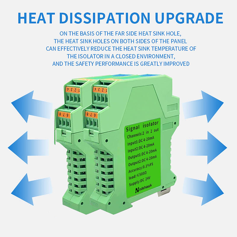 [Australia - AusPower] - Signal Isolator DC 24V,PLC Detect Signal Conditioner,Module Analog Output(2 in 2 Out 4-20mA Turn 4-20mA) 2 input and 2 output 