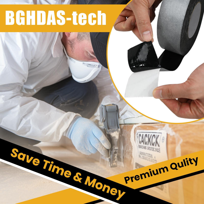 Bghdas - 1 Pack Butyl Sealant Tape 1 1/2" X 60' - Double Sided - Black Vapor Barrier Butyl Tape for Wall of Crawl Space, Rv Windows, Deck Boat, Crawlspace (Waterproof, Weatherproof) 1.5