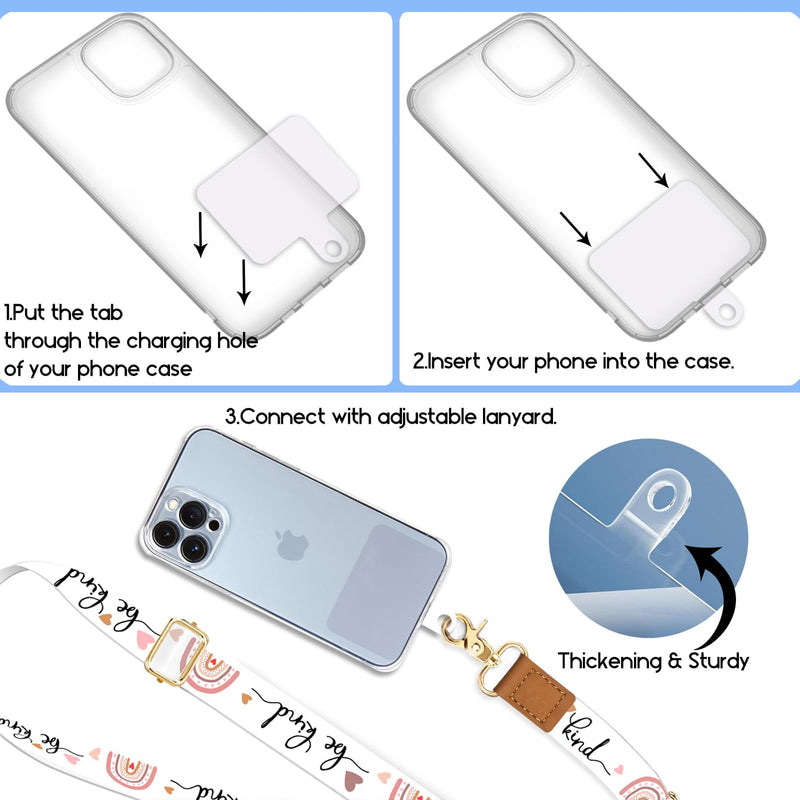 [Australia - AusPower] - Phone Lanyard Wrist Strap Crossbody, Be Kind Cell Phone Lanyard for Around The Neck Wristlet Adjustable Phone Strap, Rainbow Cute Lanyard for Keys iPhone Case ID Badges Phone Accessories 0 Be Kind 