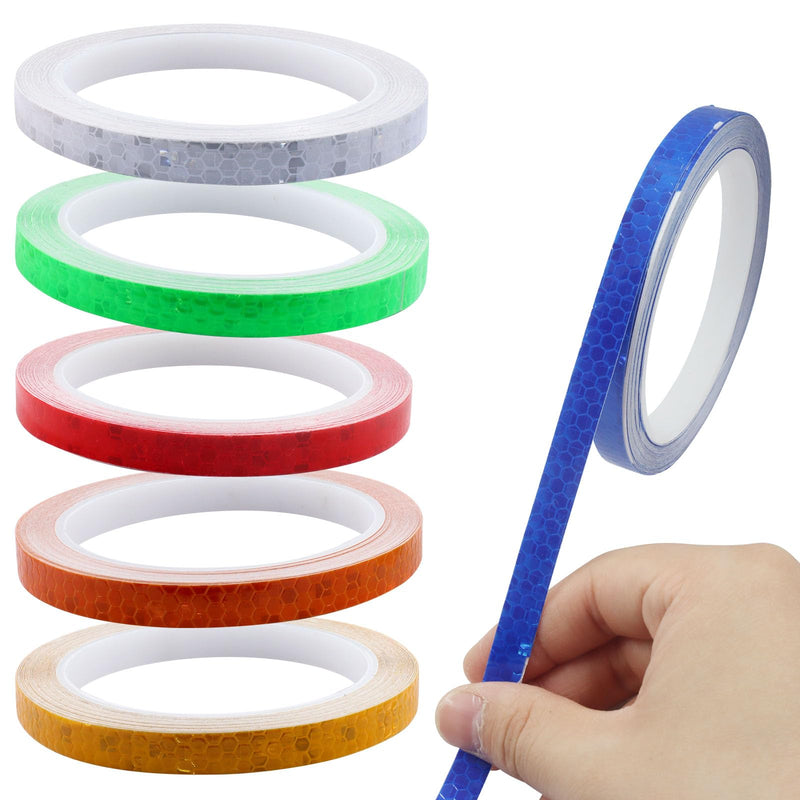 6 Rolls High-Visibility Reflective Tape, Waterproof Self-Adhesive Safety Stickers for Outdoor Nighttime Visibility on Trailers, Clothing, Vehicles, 0.4 Inch Wide