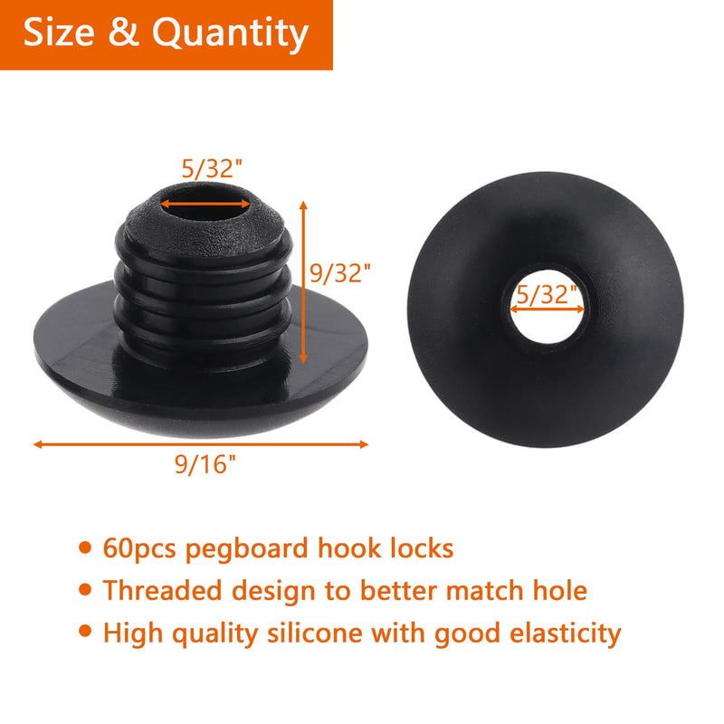 [Australia - AusPower] - Pegboard Hook Locks, for Stopping Hooks from Falling Off, 60PCS, Black 
