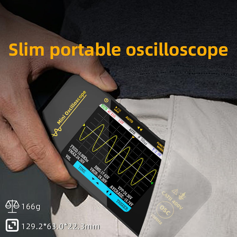BSIDE Handheld Oscilloscope 3.2'' TFT Display Portable Digital Oscilloscope 10MHz Bandwidth Automotive Oscilloscope 48MSa/s Sampling Rate Trigger Function Auto/Nomal/Single