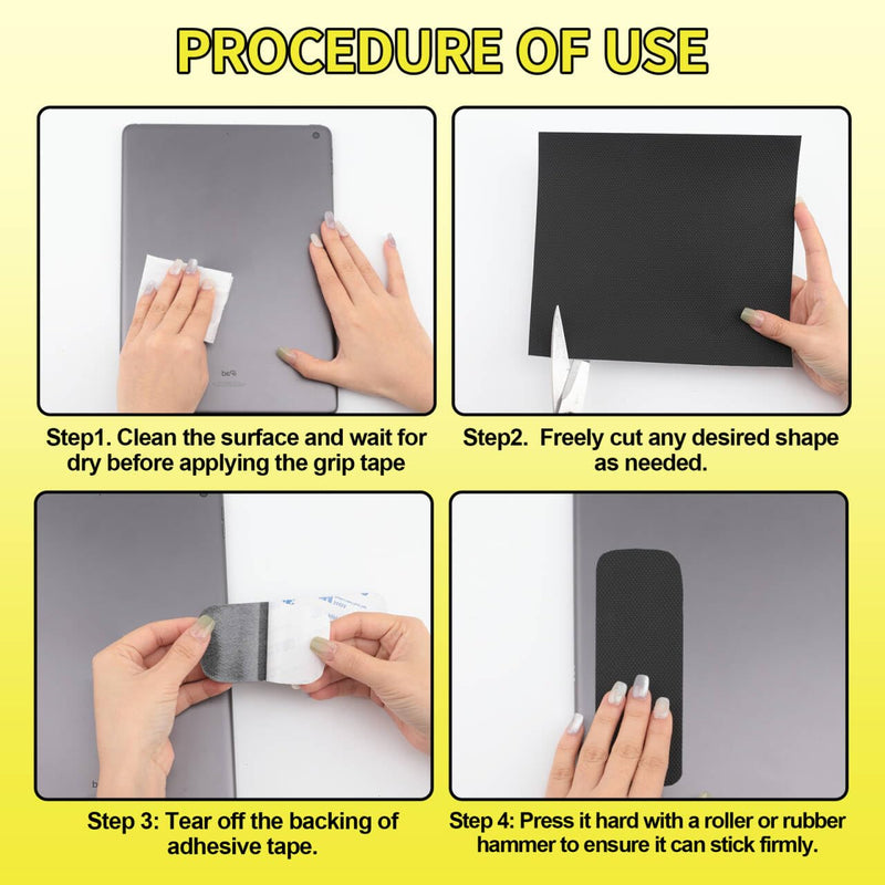 [Australia - AusPower] - Rubber Grip Tape, 4In x 16.5Ft Ultra Strong Waterproof Anti Slip Tape with Textured Adhesive for DIY Tools & Gadgets, Customizable for Enhanced Comfort & Safety (Black) Black 1 