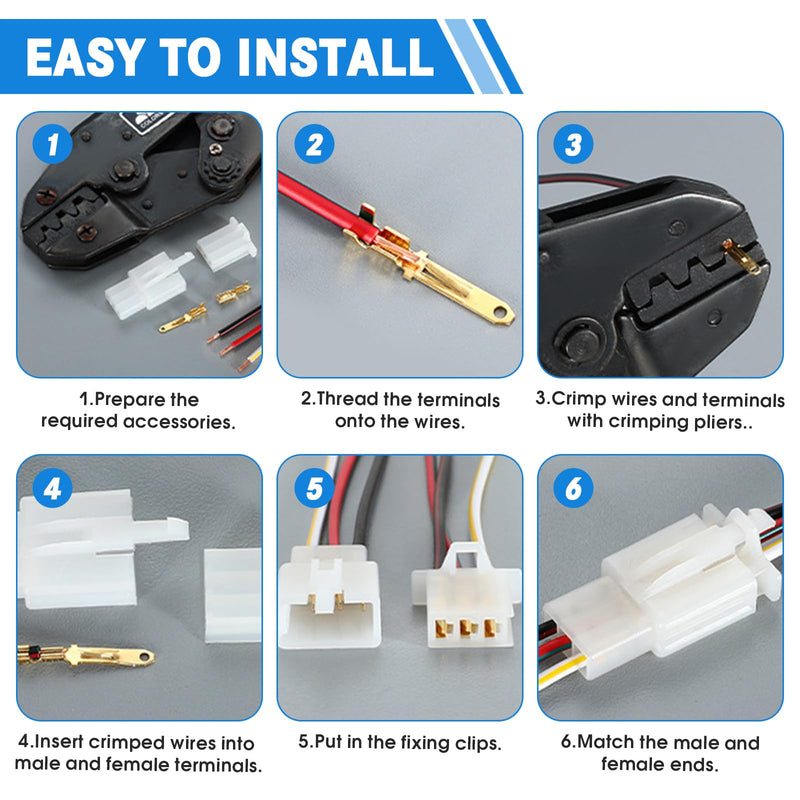 ELNLE 480 Piece Cable Connector 2 3 4 6 Pin Car Plug Set, Blade Receptacles 2.8 mm Pitch Male Female Plug Housing Pin Header Crimp, for Motorcycle, Bike, Car, Boats