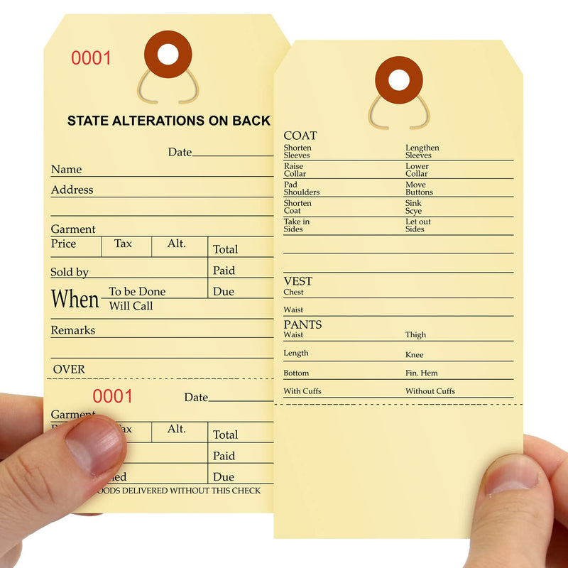 SmartSign Numbered Alteration Tags | 3.125" x 6.25" Manila Stock, Pack of 500