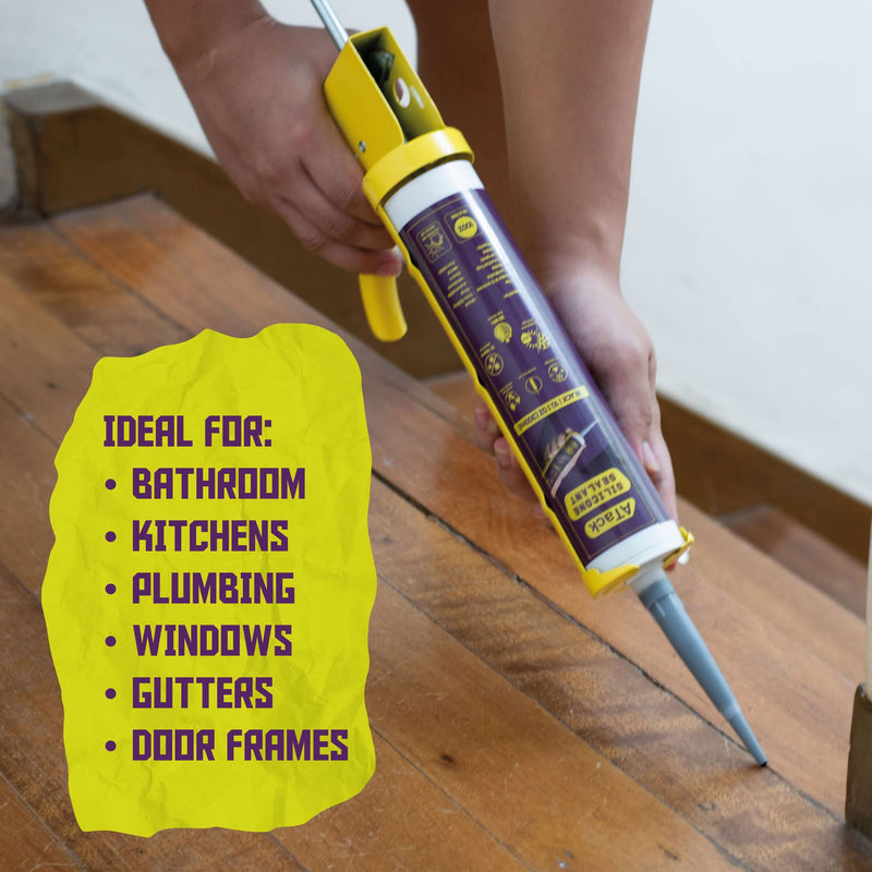 [Australia - AusPower] - ATack Black Silicone Sealant Caulk 10.1 oz 100% Silicone Black Caulking Waterproof | Black RTV Silicone Sealant for RV Sealant and Caulking | High Temp Marine Caulk for Wood, Aquarium, Bathtub Shower Single Pack (10.1oz) 