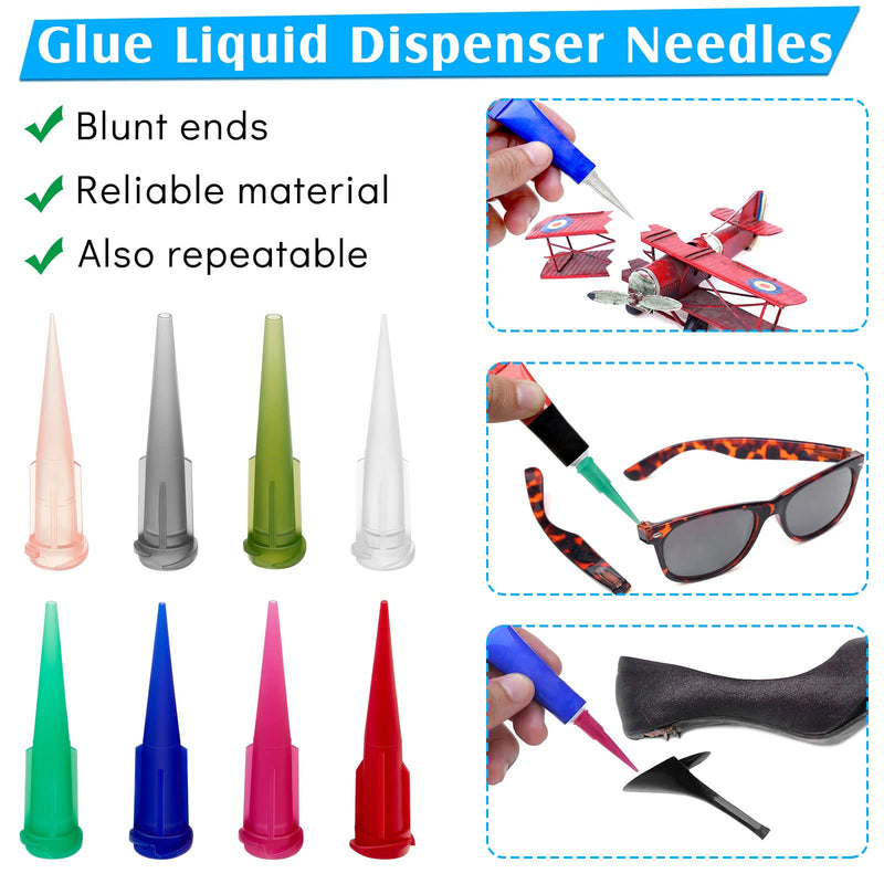 [Australia - AusPower] - 160 Pieces 8 Size Plastic Tapered Pinhead Blunt Syringe Tips Adhesive Dispensing Tip Plastic Glue Tips for Oil or Glue Applicator 