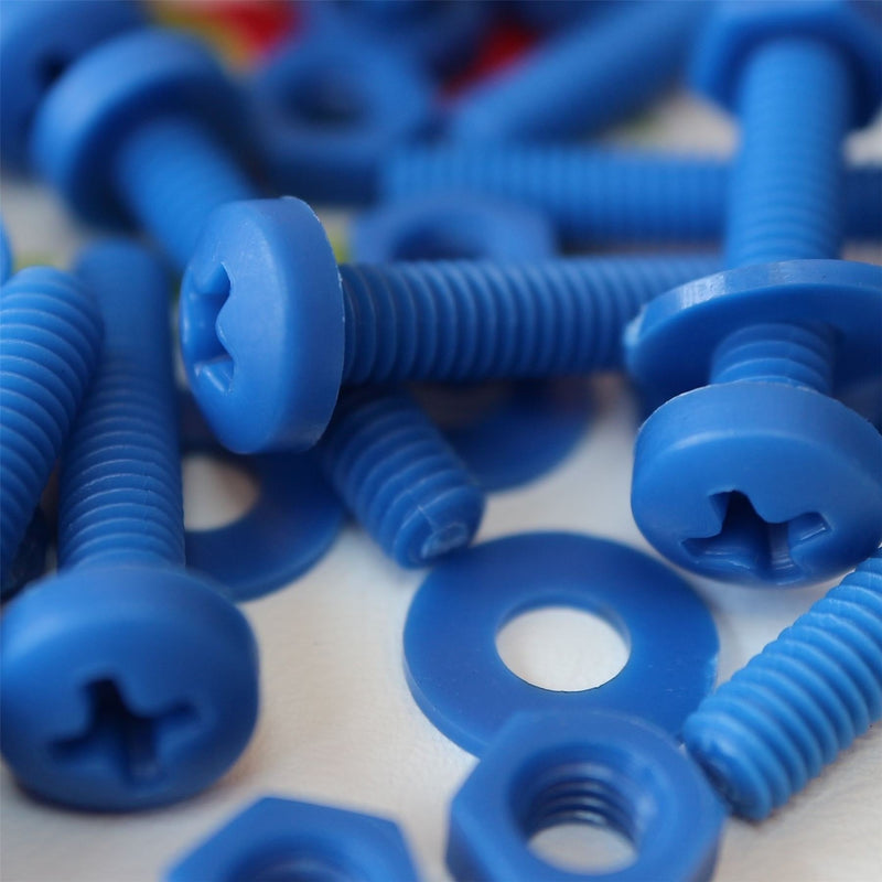 [Australia - AusPower] - 20 x Blue Pan Head Screws Polypropylene (PP) Plastic Nuts and Bolts, M4 x 20mm, Washers, (5/32 x 25/32 in) 