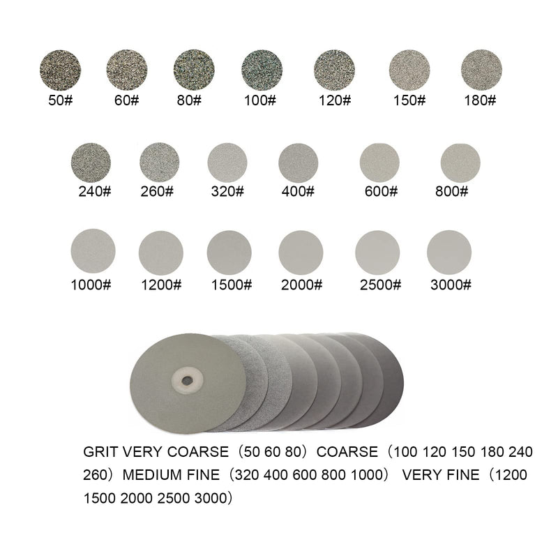 DZQ 3PCS Diamond Flat Lap Wheel Disc 8" x 1/2" Arbor Hole Abrasive Grit 80 120 180 for Cutting or Sanding Stone and Glass 3PCS-grit 80 120 180