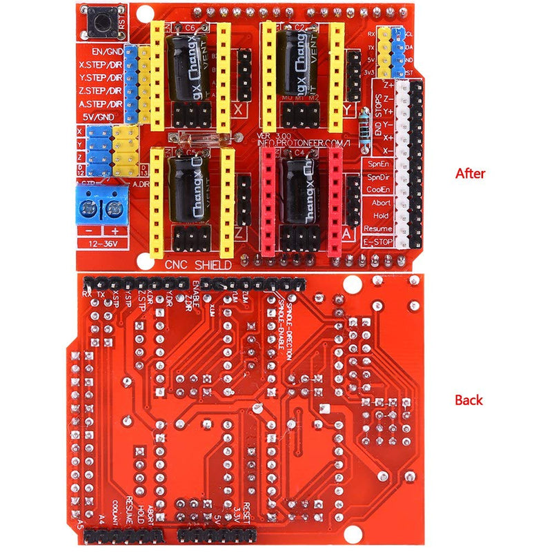 [Australia - AusPower] - V3.0 CNC Shield Extension Board, 4PCS A4988 Stepper Motor Driver with 4PCS Heat Sinks for Engraver 3D Printer (DC 12V to 36V) 