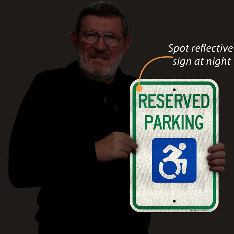 SmartSign 18"x12" NY-Approved ISA Sign with Symbol, For Disabled Reserved Parking, 120 mil Aluminum Composite (ACM), Engineer Grade Reflective Material, Blue/Green/White, Pre-Drilled Holes, USA-Made