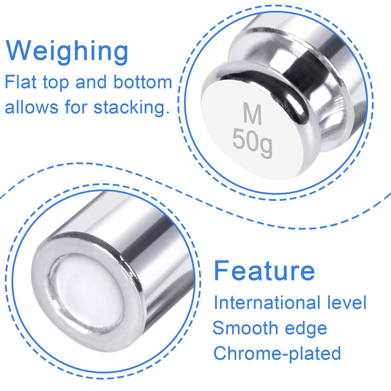 [Australia - AusPower] - QP Calibration Weights, 50 Gram Scale Weights, OIML Class M1 High Precision Stainless Steel Scale Balance Weights with Chrome Finish, Calibration Weights for Digital Scale, Kitchen Scale, Pocket Scale 50g 