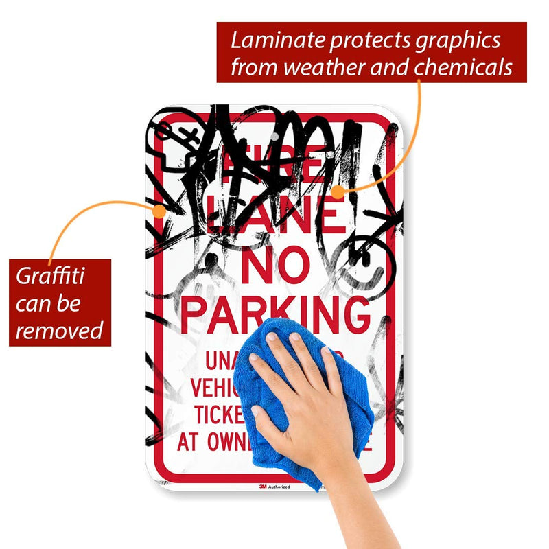 SmartSign "Fire Lane - No Parking, Unauthorized Vehicles Towed" Sign | 12" x 18" 3M Diamond Grade Reflective Aluminum