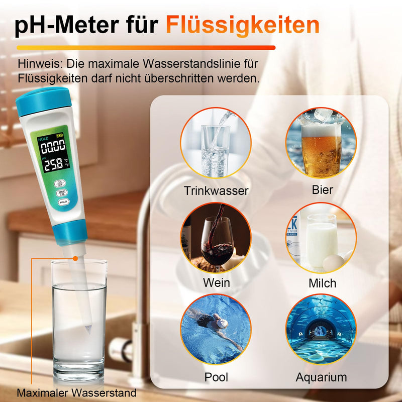 [Australia - AusPower] - RUIZHI PH Meter for Food & Cosmetics - PH Value Meter for Semi-Solid Substances (Meat, Dough, Cheese, Fruit/Vegetables) with Automatic Temperature Compensation, ℃/℉ Display & LCD Background Bele 