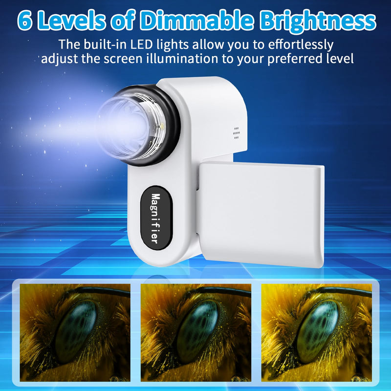 [Australia - AusPower] - Microscope for Kids - 1000X Portable Kids Microscope Handheld Microscope | Telescope and Microscope with 32GB SD Card | Photo and Video Mini Microscope | Science Kits for Kids Over 3 Years Old White 