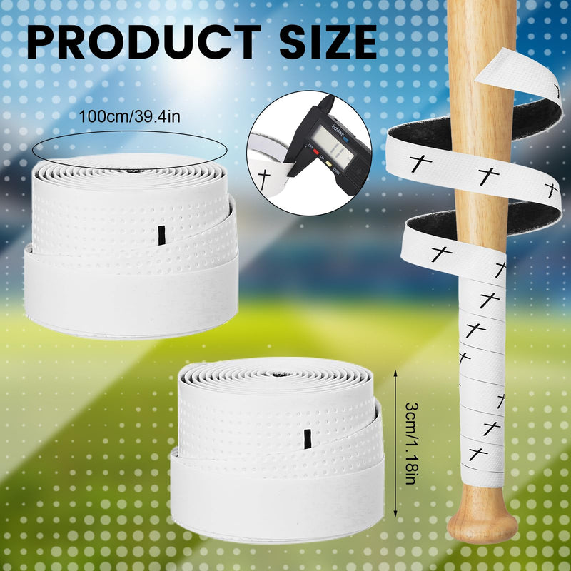2 Pack Cross Baseball Bat Grip Tapes Adhesive Back Softball Grip Tapes Religious Bat Grip Tape Baseball Bat Wrap 1.1mm Precut Bat Tape for Sports (White) White