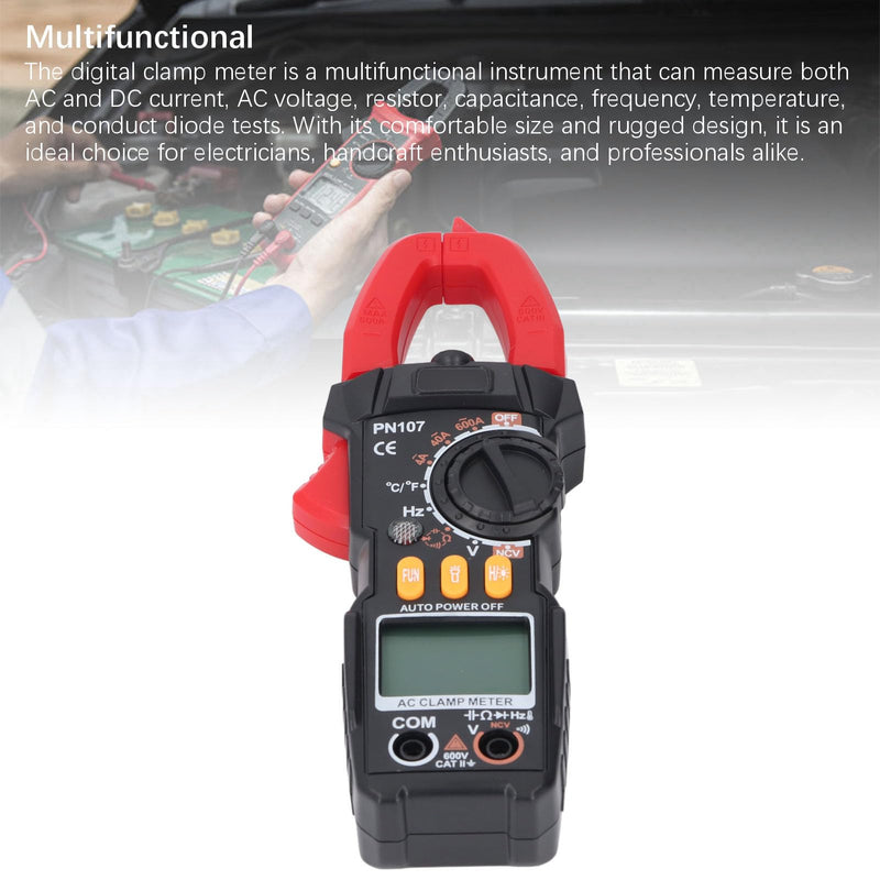 [Australia - AusPower] - Digital Clamp Meter Multimeter, 6000 Counts Voltage Tester Auto Ranging Measures, AC DC Current Voltage Temperature, NCV Frequency Diode Capacitance Electrical Tester 
