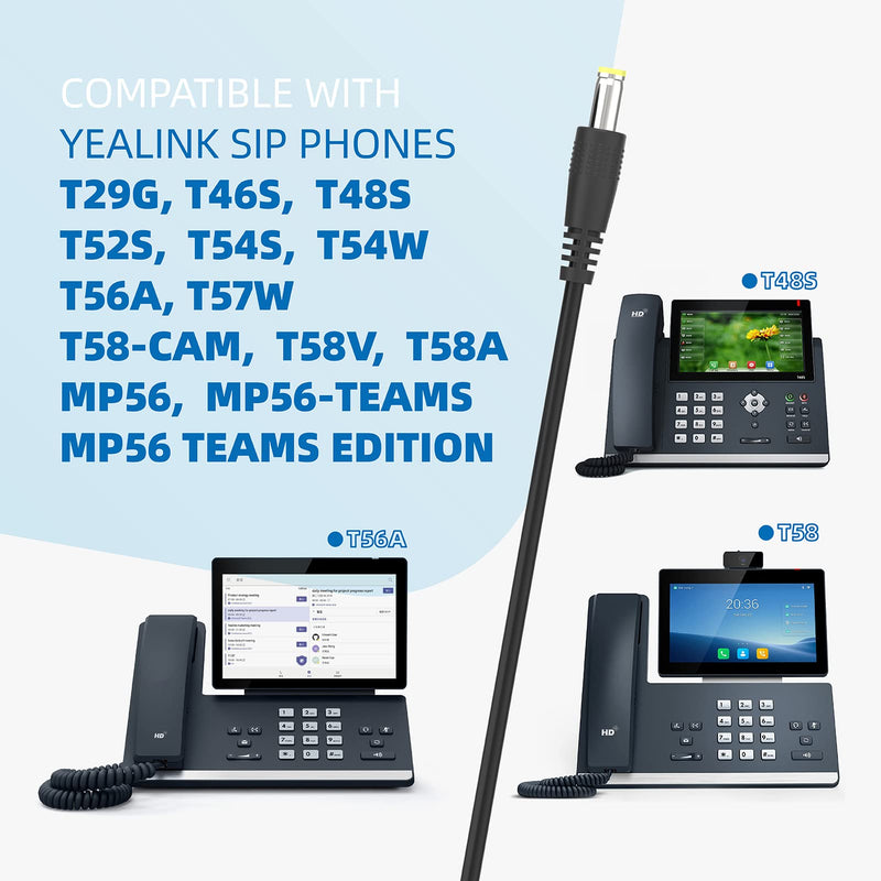 [Australia - AusPower] - PS5V2000US Power Supply 5V AC/DC Adapter Compatible with Yealink T29G, T46S, T48S, T52S, T54S, T56A, T58V, T58A, MP56, T46G, for Yealink Phone Power Cord Yealink Power Adapter 1 Pcs 