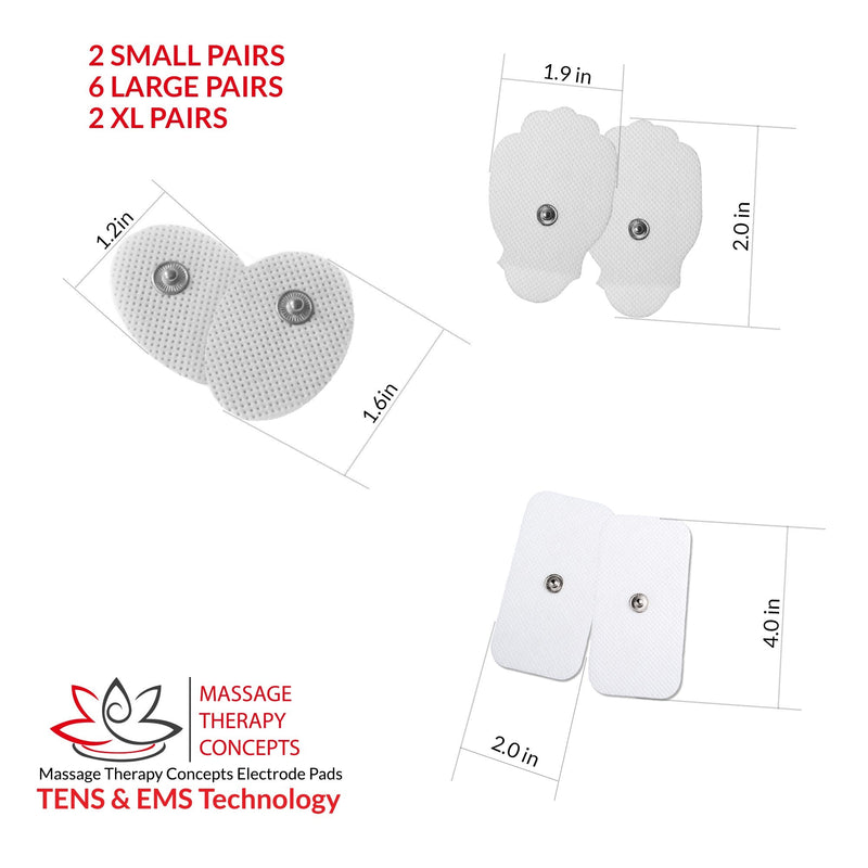 [Australia - AusPower] - TENS Unit Pads - Premium Quality Snap Replacement Electrodes for TENS and EMS Electrotherapy - Self Adhesive Reusable Patches up to 30 Times (20 Pads) Combo (S, L, XL) 20 Piece Set 