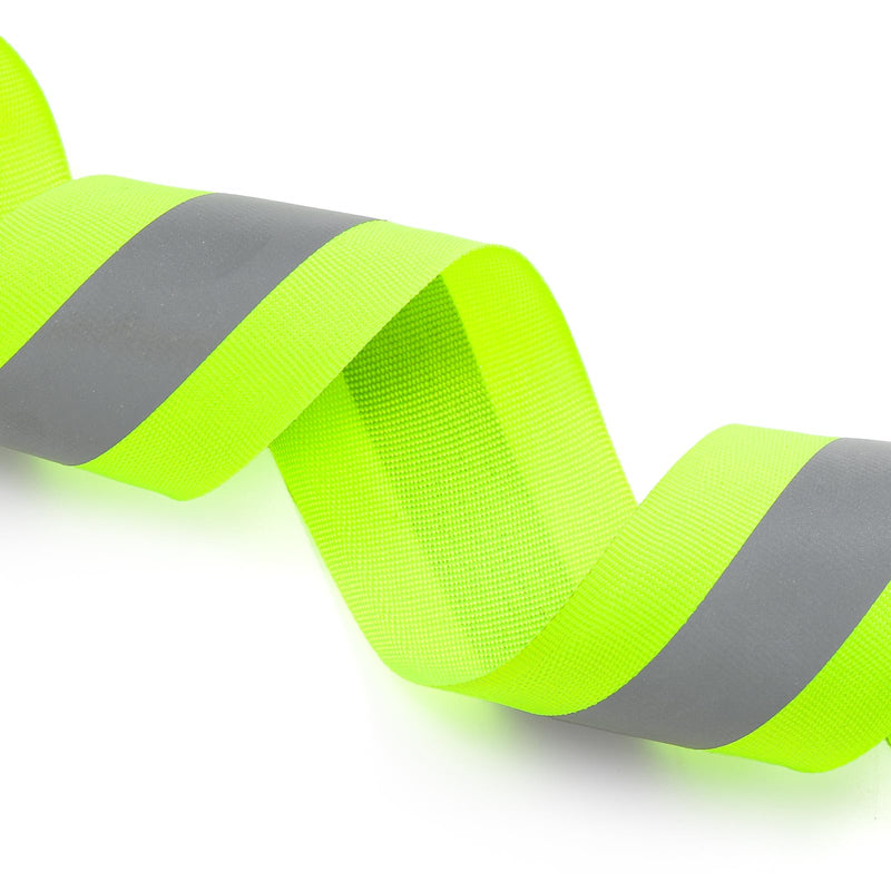 Tlence 2 Rolls 2" x 66ft Reflective Ribbon, High Visibility Reflective Tape Strip, Sew On Safety Fabric Material, Silver Florescent Warning Strip Webbing for Walking Cycling Clothes Backpacks at Night